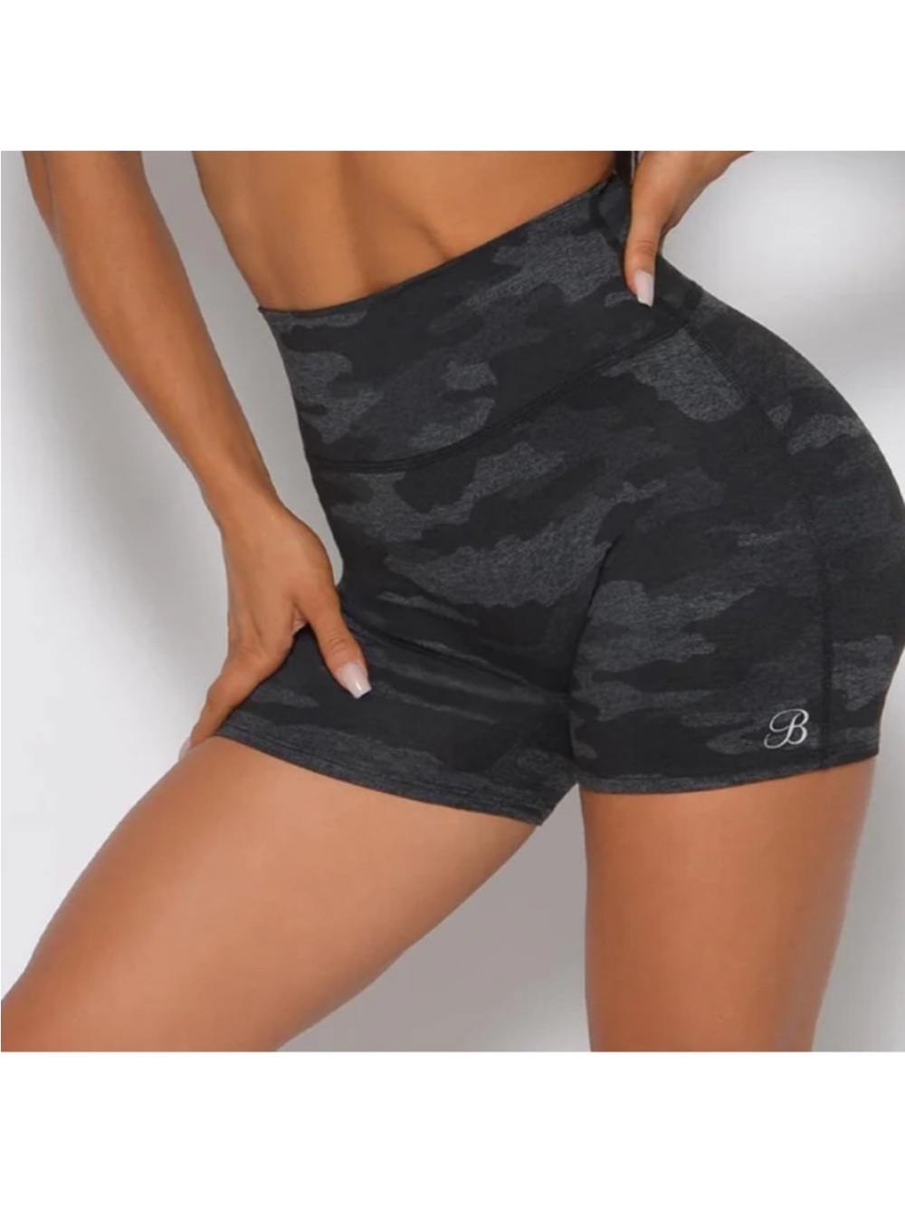 Bombshell Sportswear Black Camo High-Waist Bike Shorts